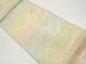 紗 草花模様織出し袋帯